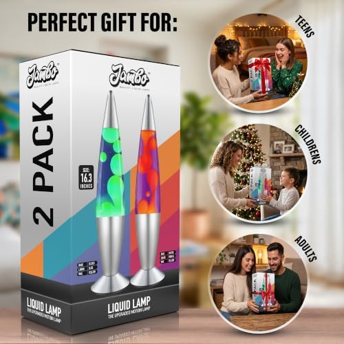 JAMBO 2 Pack- 16" Beautiful Lamp- Blue with Yellow/Green Wax and Purple with Yellow Wax, Relaxing Liquid Lamp, Night Light Nightlight, Lamps for Adults Teens Kid - Image 5