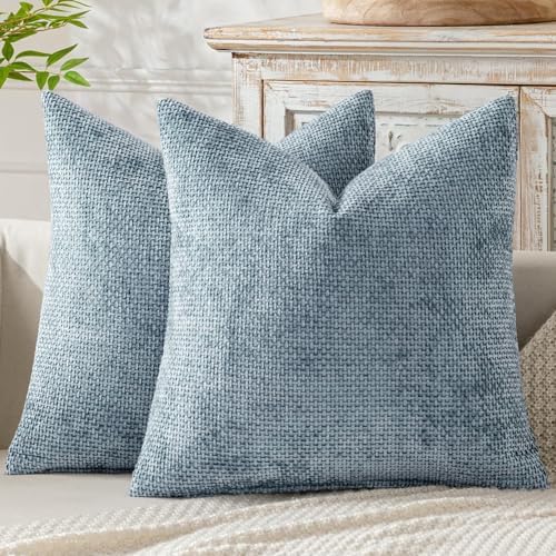 MIULEE Decorative Couch Throw Pillow Covers 18x18 Inch Light Blue 2 Pack by MIULEE