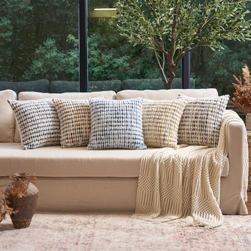 Aeckself Boho Chenille Tufted Pillow Cover 18 x 18 Inch, Decorative Square - Image 6