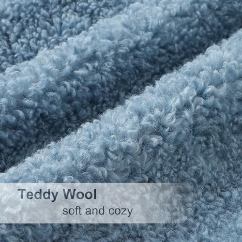 decorUhome Sherpa Decorative Throw Pillow Covers 26x26 Set of 2 Light Blue - Image 5