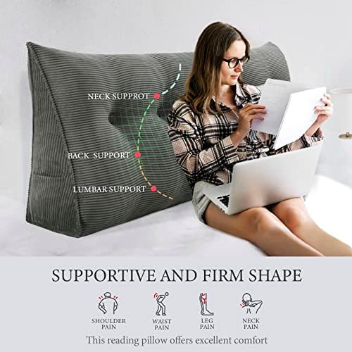 Headboard Pillow Full Dorm Back Support Reading Pillow, Dark Gray - Image 2