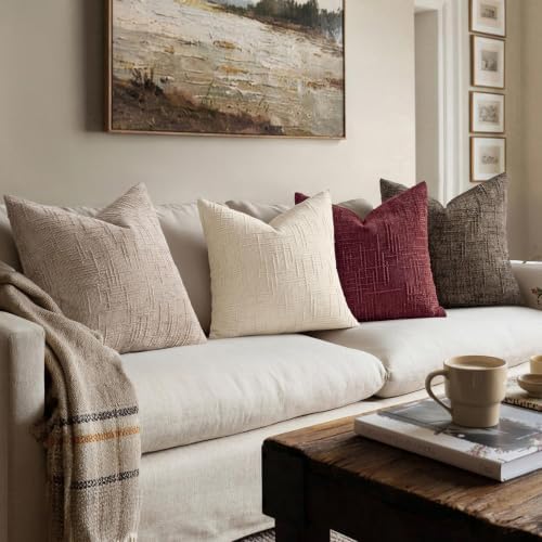 MIULEE Chenille Textured Lumbar Throw Pillow Covers Burgundy 12x20 - Image 5
