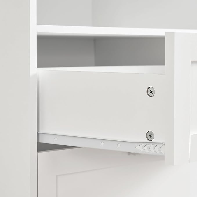 TEENFON Dresser for Bedroom, Tall White Dresser with 4 Drawers, Dressers with Mirror, Chest of Drawers for Bedroom, Living Room, Closet, Hallway, White