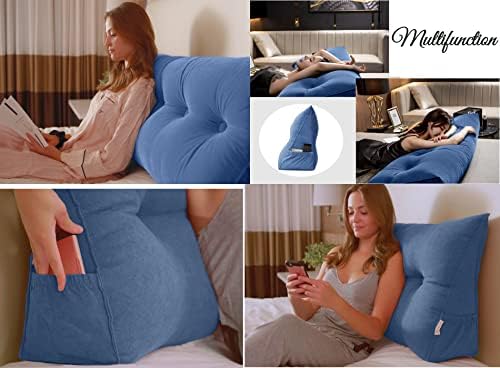 Peachwell Handmade Headboard Pillow- Triangular Wedge Support Large Bolster - Image 5