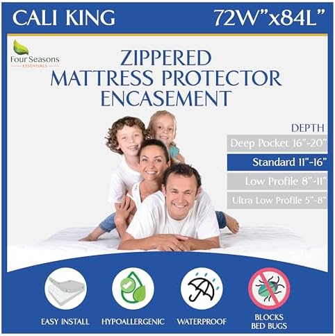California King Size Mattress Protector Bed Bug Waterproof Zippered Cover by FourSeasonsEssentials