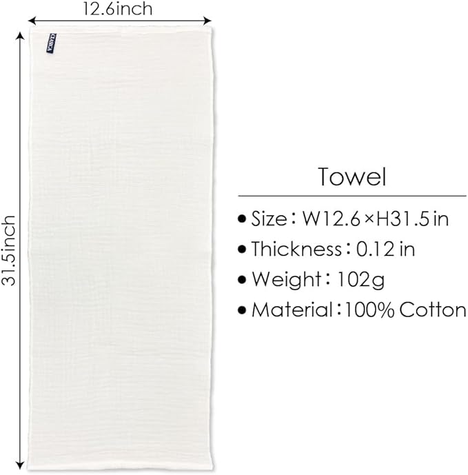 Ultra Soft Gauze Towels YAWARA 100% Cotton Premium Japanese Towel Low Friction 31.5 x 12.6 inches