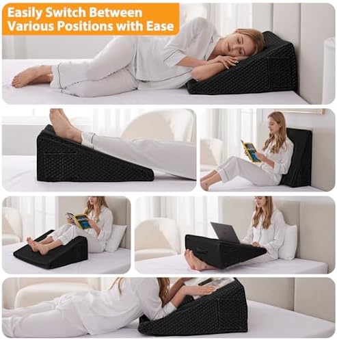 Ruqmuis Wedge Pillow for Acid Reflux, Bed Wedge Pillow for Headboard 10" - Image 2