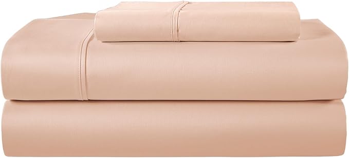 twinSheets Set, 100% Egyptian Cotton Sheets 400 Thread Count 3 Piece Soft Sateen Weave twinBed Set Fits Upto 17", Machine Washable No Pill, Hotel Collection Sheet & Pillowcase Sets- Blush