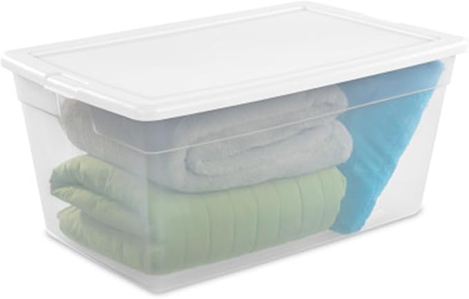 Sterilite 4-Pack 90 Quart Storage Box, Stackable Clear Plastic Bins with Snap-On Lids - Heavy-Duty Organizing Containers for Closet, Bathroom, and Office