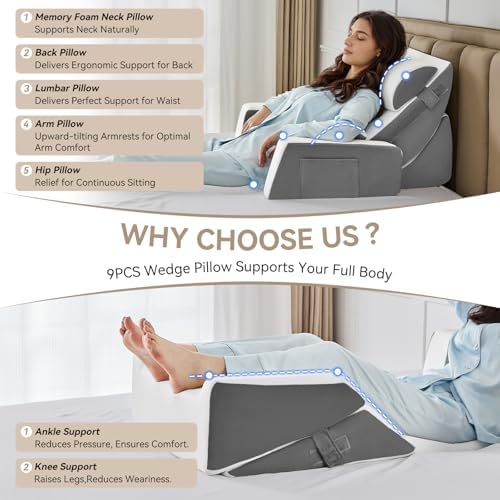 Yojoker 9PCS Orthopedic Bed Wedge Pillow Set - Image 6