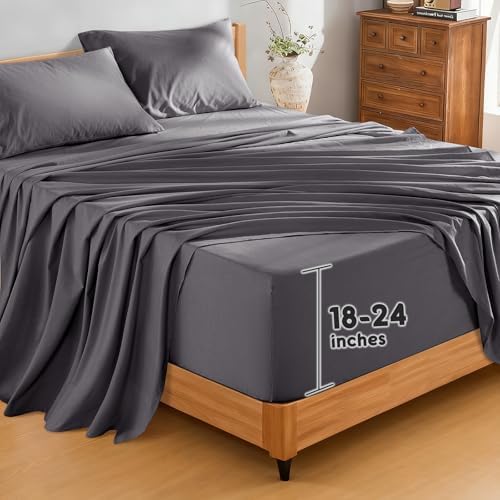 SONORO KATE 100% French Linen Queen Size Sheets Set, Extra Deep Pocket by SONOROKATE