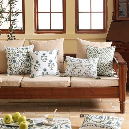 ISAENNE Designer Vintage Linen Throw Pillow Cover - Image 3