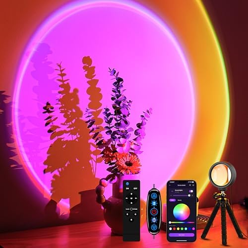 Sunset Lamp Projector with Remote/APP Control,360° Multi-Color Sunset Light by XEBKOR