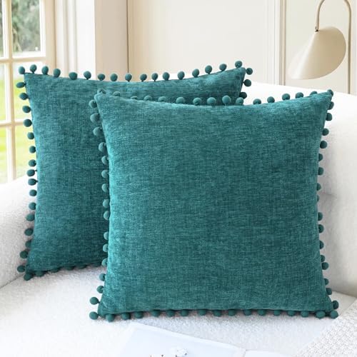 CaliTime Decorative Couch Throw Pillow Covers 20 X 20 Inches Teal by CaliTime