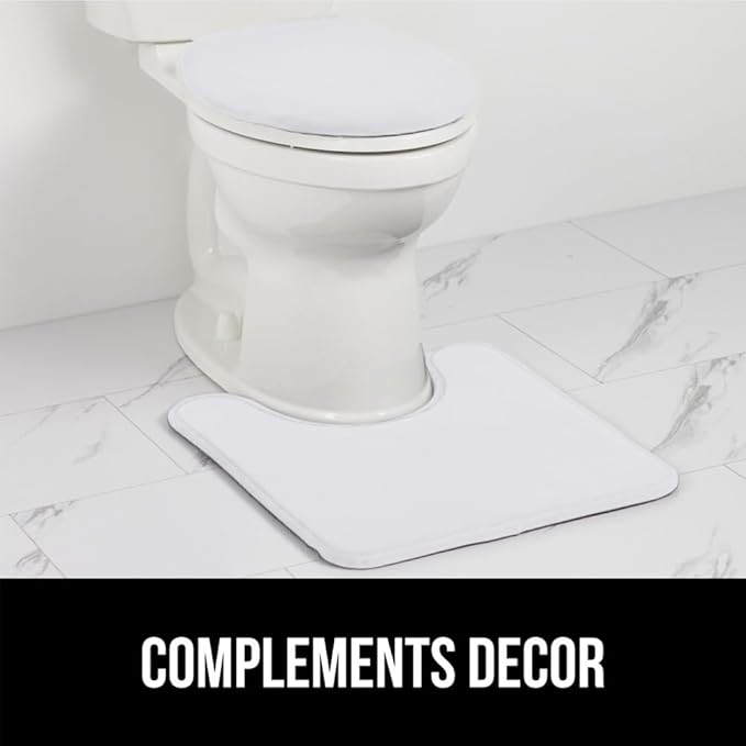 GORILLA GRIP Thick Memory Foam Toilet Rug for Bathroom, U Shaped Washable, Soft Absorbent Velvet Topside Floor Mats, Machine Wash, Cushioned Luxury Rugs for Bath Room, 22.5 x 19.5, White