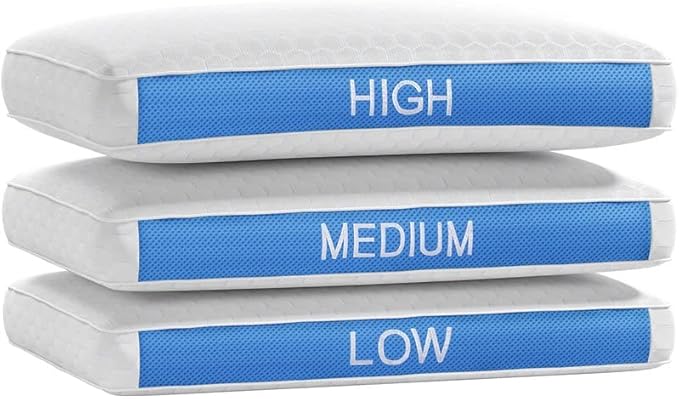 Glacia Contour High 6-inch Memory Foam Pillow – Extra Loft Side Sleeper Pillows for Adults | Thick Gel-Infused Ergonomic Pillow for Shoulder Pressure Relief, Queen Size