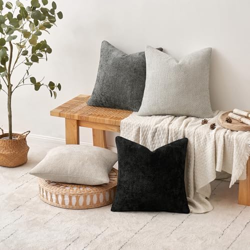 MIULEE Decorative Couch Throw Pillow Covers 18x18 Inch Black 2 Pack - Image 4