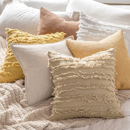 MIULEE Boho Linen Striped Throw Pillow Covers 18x18 - Image 5