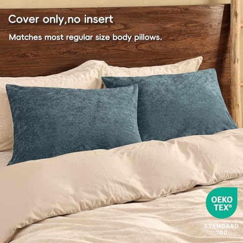 PHF Truly Velvet Pillowcases King Size 20" x 36", Stormy Blue, No Insert - Image 2
