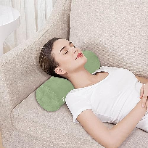 YETTASBIN Sage Green Solid Color Cylinder Round Pillow - Image 5