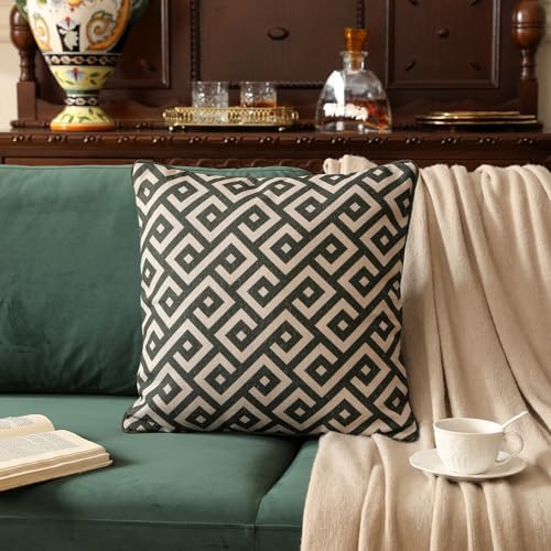 ISAENNE Vintage Elegant Linen Square Throw Pillow Cover - Image 2