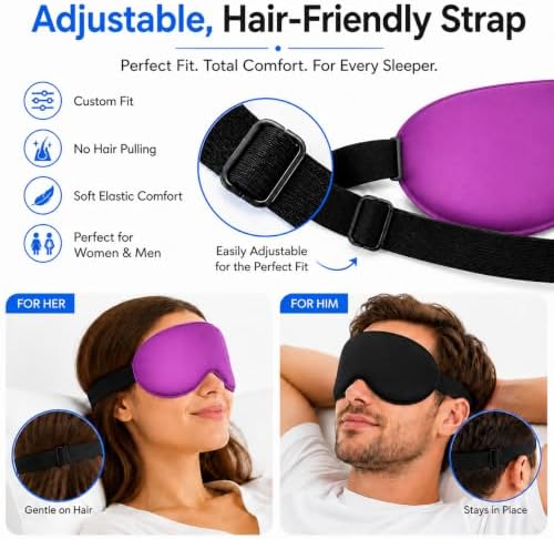 Silk Sleep Mask with 100% Mulberry Silk Cover, Adjustable Strap Night Eye Mask - Image 6