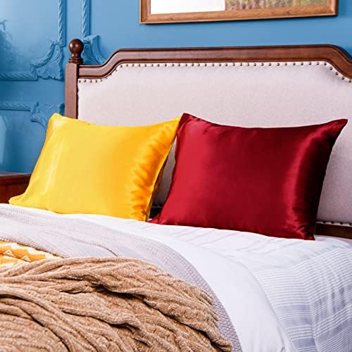 NTBAY Standard Satin Pillowcases, Wine Red - Image 6