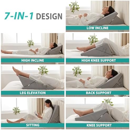 Bedluxe Wedge Pillow for Sleeping, Adjustable 9&12 Inch Foldable Bed Wedge - Image 2