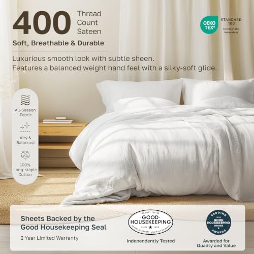 California Design Den 100% Cotton Sateen Twin Sheets Set, Cobalt Blue - Image 2