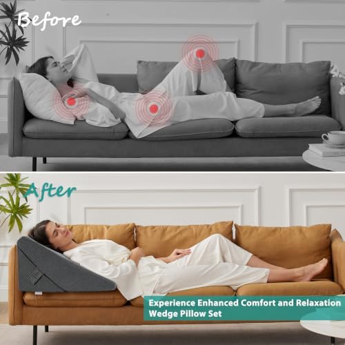 Bedluxe Wedge Pillow for Sleeping, Adjustable 9&12 Inch Foldable Bed Wedge - Image 4