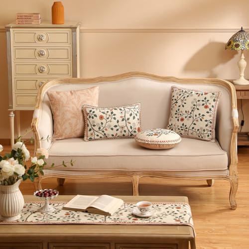 ISAENNE Designer Linen Throw Pillow Cover, Diameter 16"-Flora B - Image 3