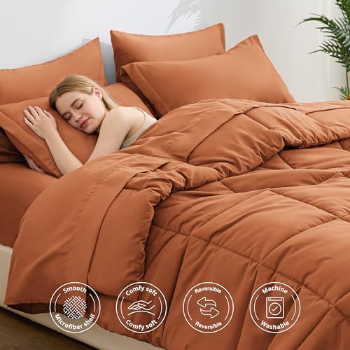 Love's cabin Full Comforter Set Burnt Orange, 7 Pieces Full Bed in a Bag - Image 3