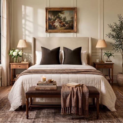 GIGIZAZA Brown Velvet Pillow Covers 22x22 Decorative Pillows Pack of 2 - Image 6