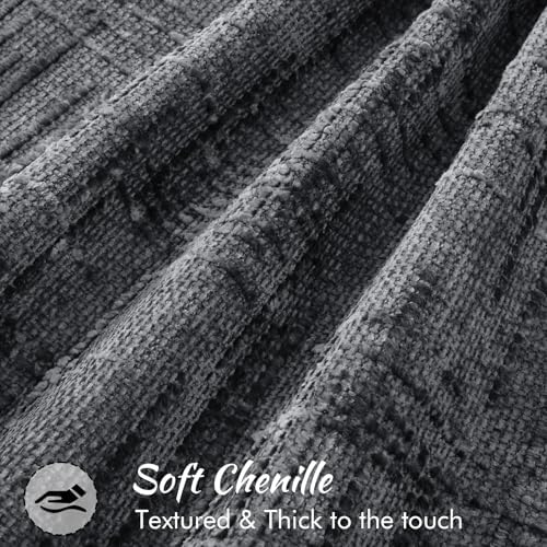 decorUhome Chenille Throw Pillow Covers 26x26 Set of 2, Dark Grey - Image 2