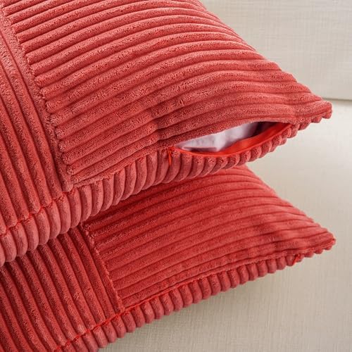 Fancy Homi Set of 2 Red Patchwork Striped 16x28 Inch Throw Pillow Covers - Image 4