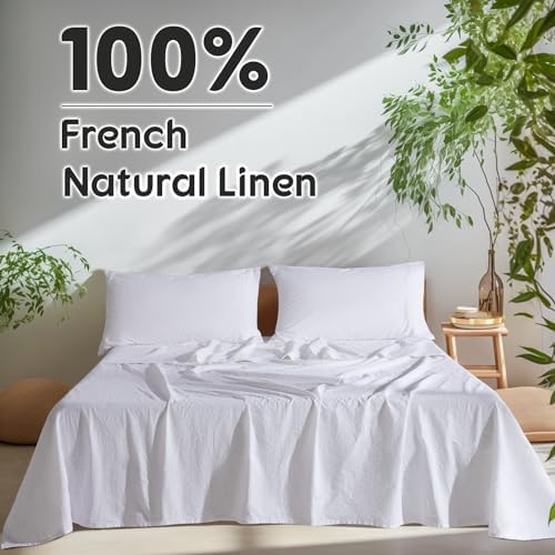 SONORO KATE 100% French Linen Queen Size Sheets Set, Extra Deep Pocket - Image 2