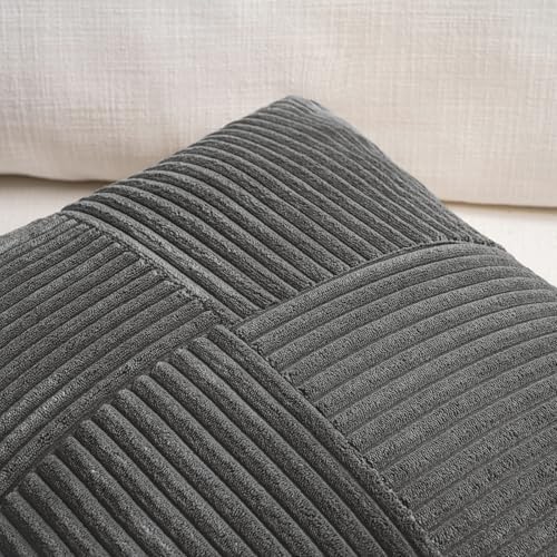 Fancy Homi 2 Packs Dark Gray Samll Decorative Throw Pillow Covers 12x12 Inch - Image 3
