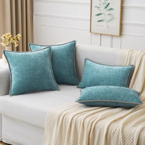 MIULEE Decorative Couch Throw Pillow Covers 20x20 Inch Coastal Aqua Blue - Image 5