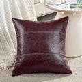 Fancy Homi Burgundy Faux Leather Decorative Throw Pillow Covers 18x18 Inch by Fancy+Homi