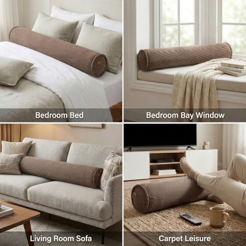Corduroy Body Pillow for Side Sleepers, Full Body Support Cylinder Bolster - Image 6