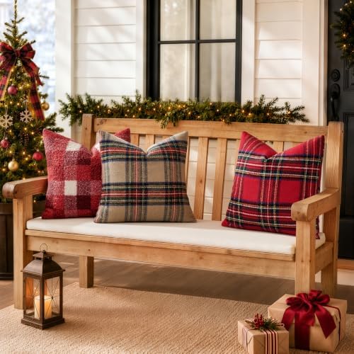 EMEMA Christmas Plaid Pillow Covers 18x18 Set of 2, Tartan Throw Pillow Covers - Image 7