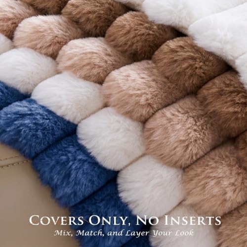 Set of 2 Decorative Throw Pillow Covers 20x20 Faux Fur Navy Blue - Image 5
