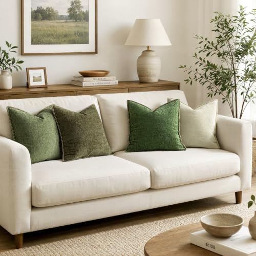 MIULEE Decorative Couch Throw Pillow Covers 18x18 Inch Olive Green 2 Pack - Image 5