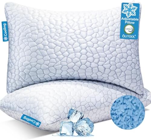 QUTOOL Cooling Pillow for Sleeping, CertiPUR-US Shredded Memory Foam Standard by QUTOOL
