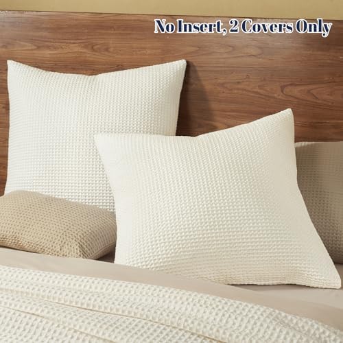 PHF Cotton Waffle Euro Shams 26" x 26", No Insert - Image 6