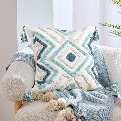Boho Pillow Covers 18X18 Inch Boho Tufted Throw Pillow Covers Decorative - Image 2
