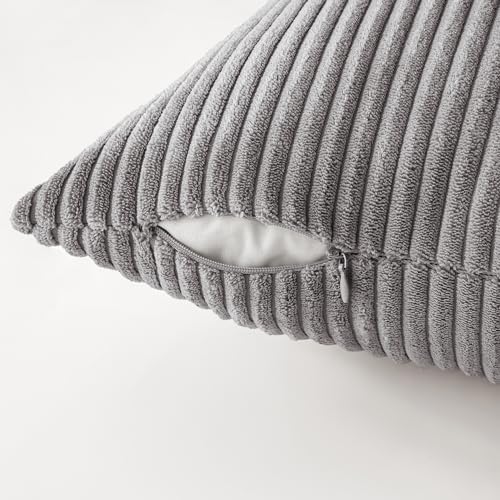 MIULEE Soft Corduroy Decorative Throw Pillow Covers Neutral Grey 18x18 - Image 6