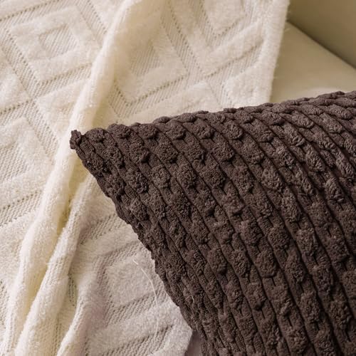 Set of 4 Dark Brown Decorative Throw Pillow Covers 20x20 Inch Corduroy Pillow - Image 2