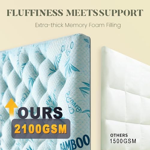 SHOUREN 4 Inch Mattress Topper Queen Size, 2100 GSM Pillow Top - Image 2