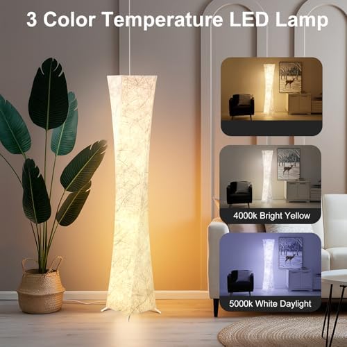 WORLD WIN 61'' RGB LED Corner Floor Lamp, Unique Hourglass Shade, Square - Image 4